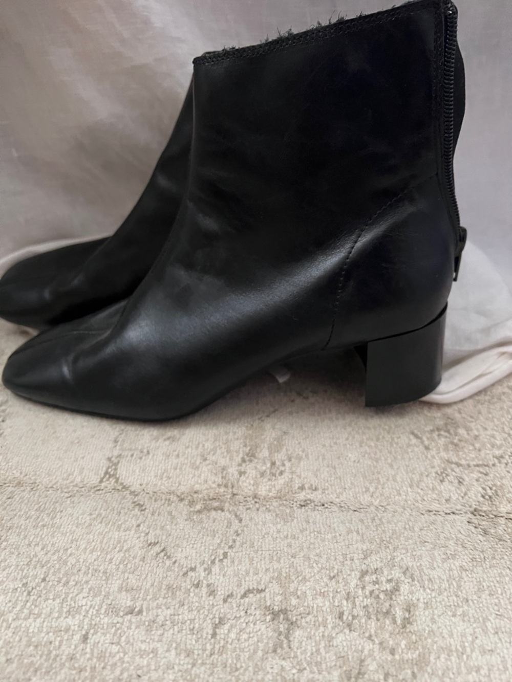 Mango Black Leather Ankle Boots